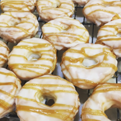 Glazed donuts; photo from Happy Chicks Bakery Instagram page