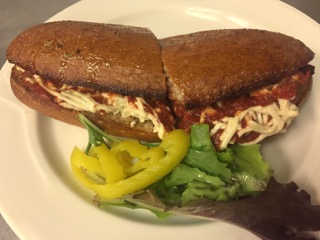 Vegan meatball sub; photo courtesy of Kitchen Factory